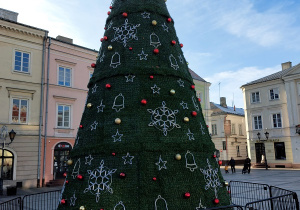 Wielka choinka na rynku w Piotrkowie.