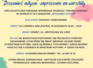 plakat o warsztatach na temat autyzmu