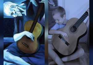Wojtek jako "Stary gitarzysta" Pablo Picasso